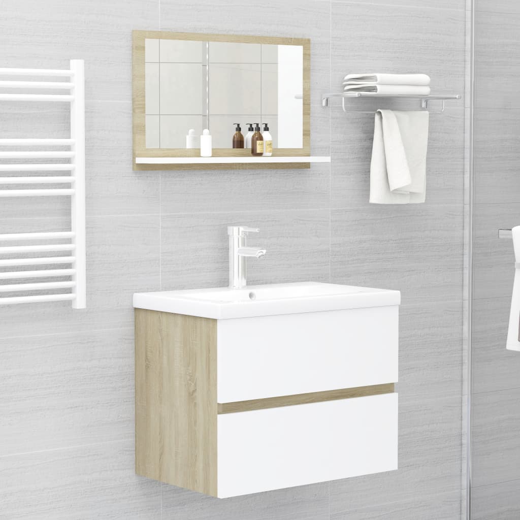 vidaXL Дзеркало для ванної кімнати Білий/Дуб сонома 60х10,5х37 см ДСП