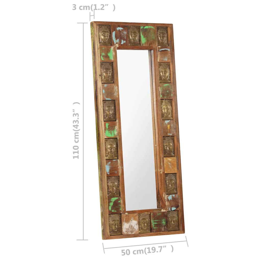 vidaXL Дзеркало з образами Будди 50x110 см Масив відновленої деревини