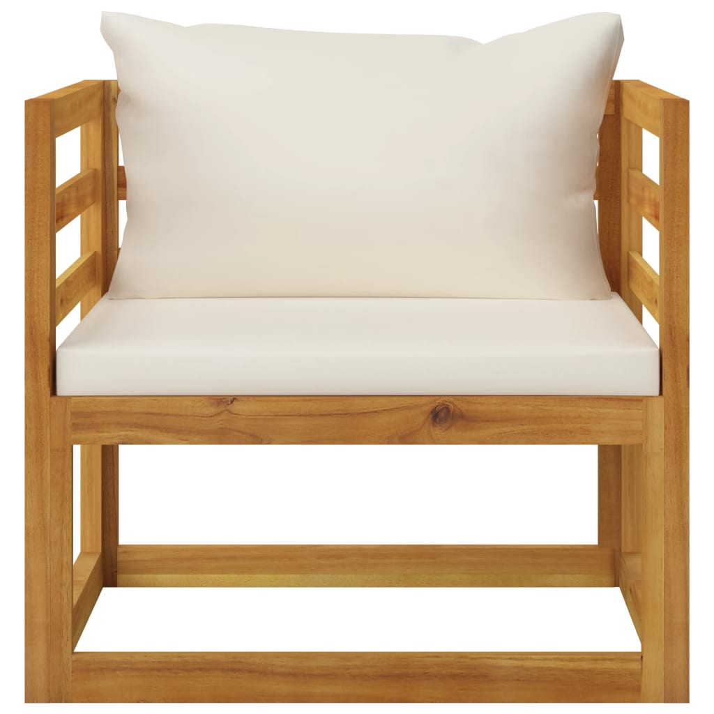 vidaXL Садове крісло з кремовими подушками Масив акації