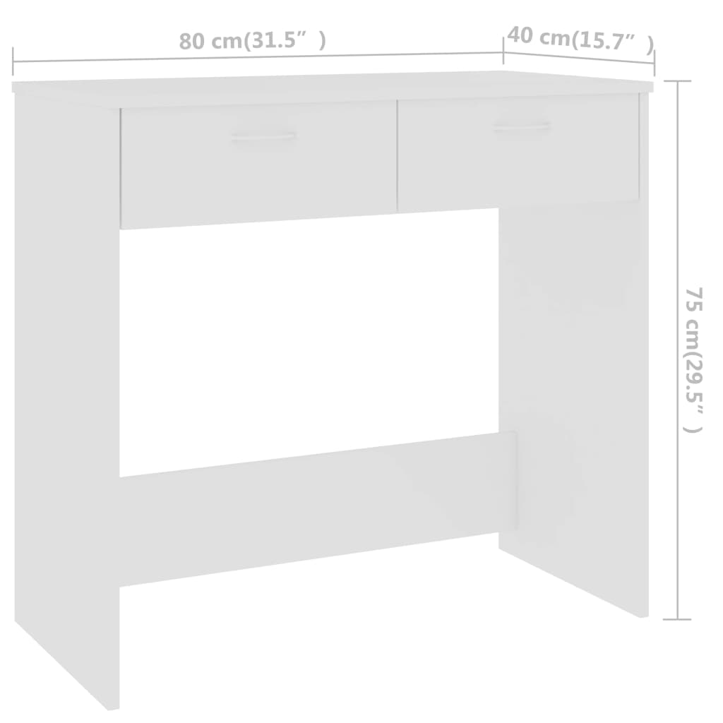 vidaXL Письмовий стіл Білий 80x40x75 см ДСП