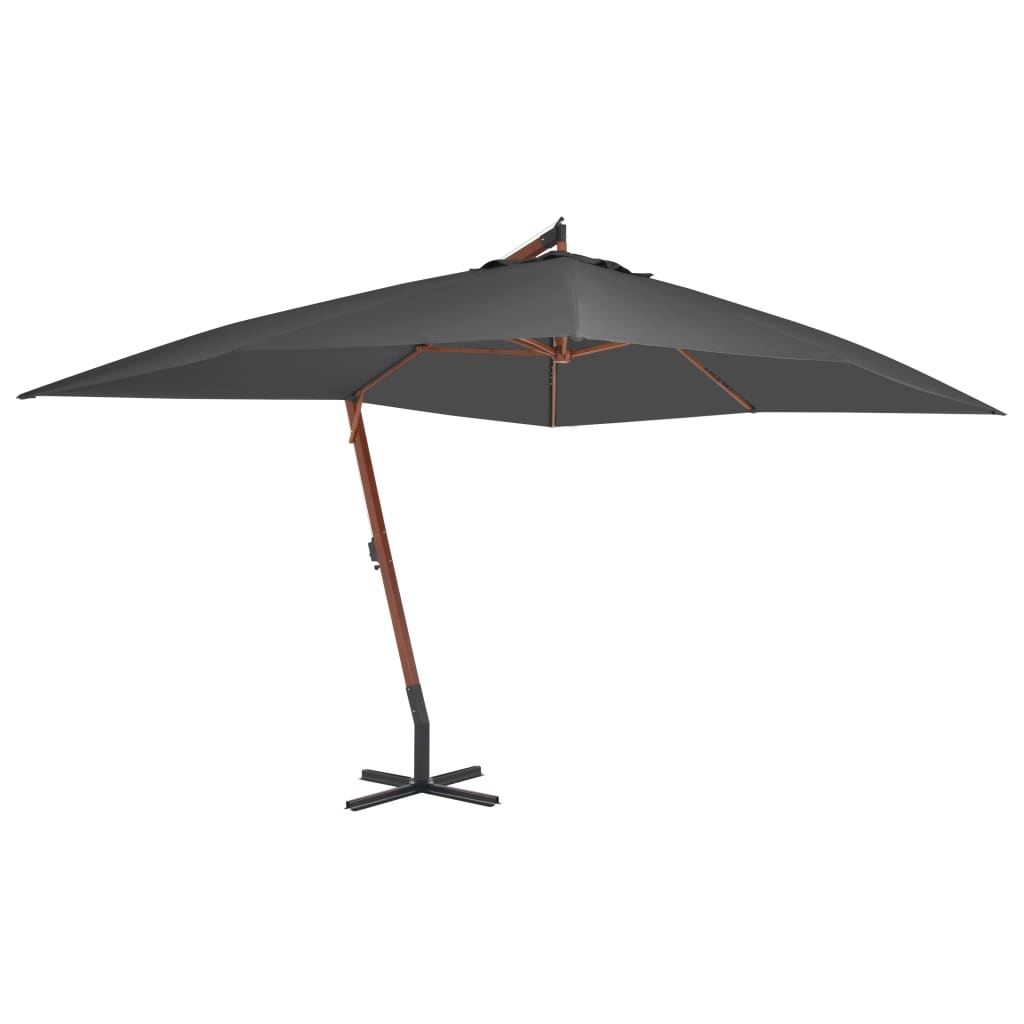 vidaXL Консольна парасоля з дерев'яною жердиною Антрацит 400х300 см
