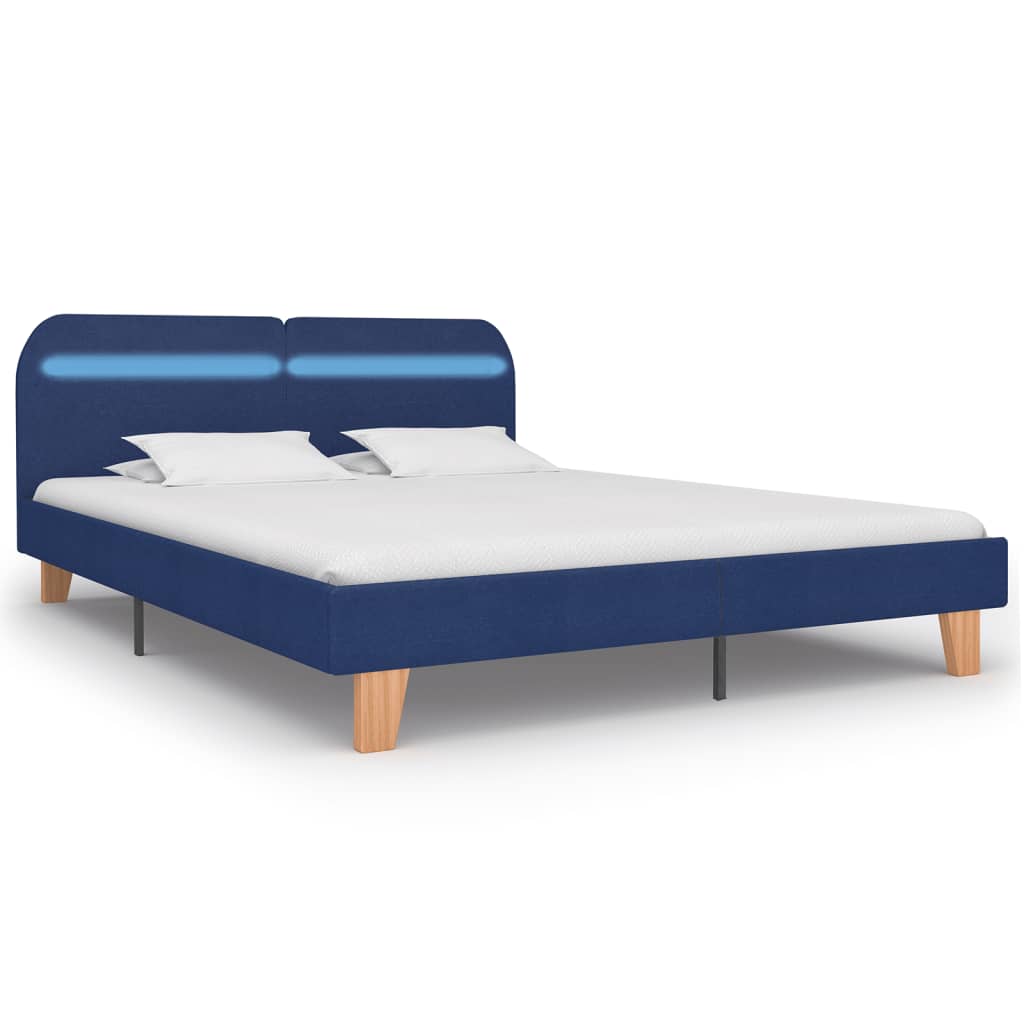 vidaXL Каркас ліжка зі світлодіодами Синій 180x200 см Тканина