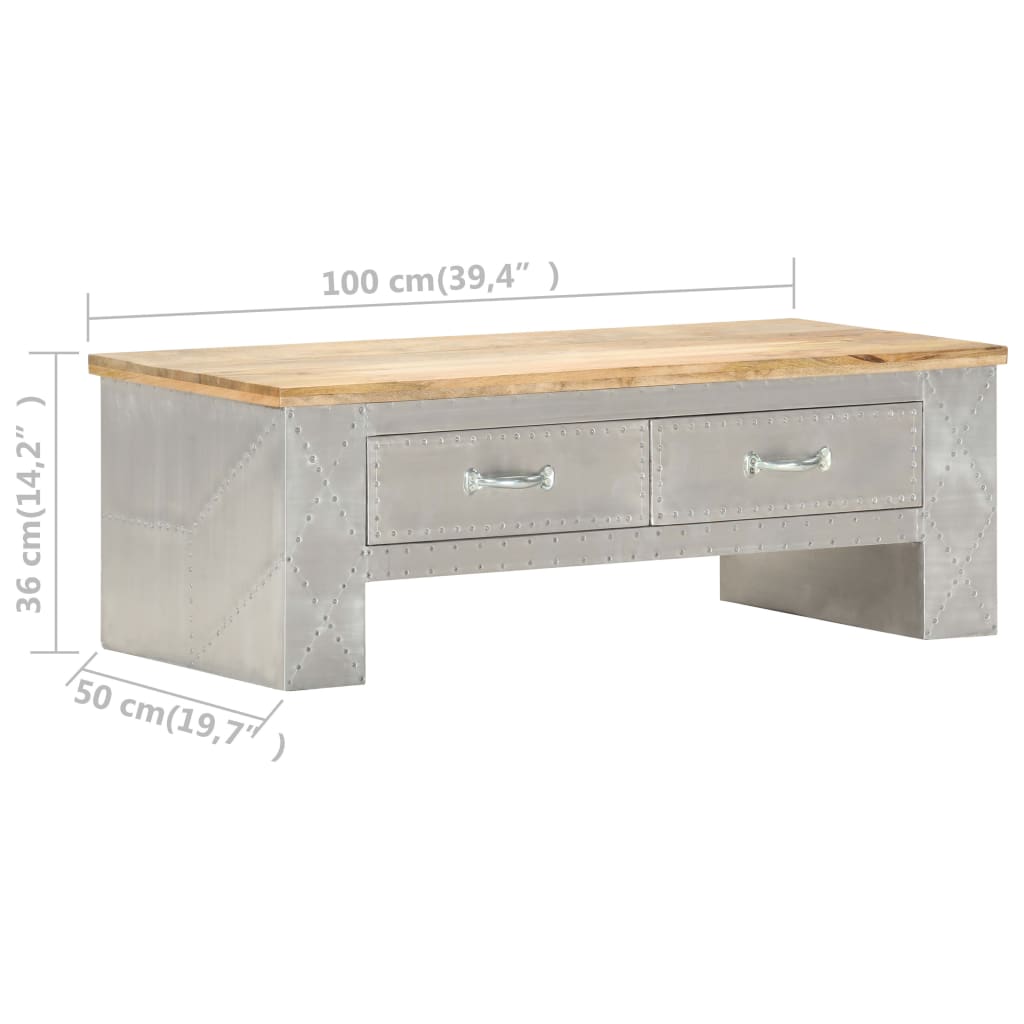 286599 vidaXL Aviator Coffee Table 100x50x36 cm Solid Mango Wood