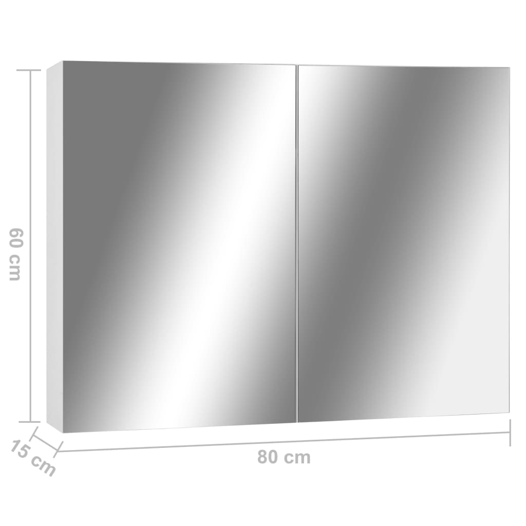 vidaXL Дзеркальна шафа для ванної кімнати Білий 80x15x60 см МДФ