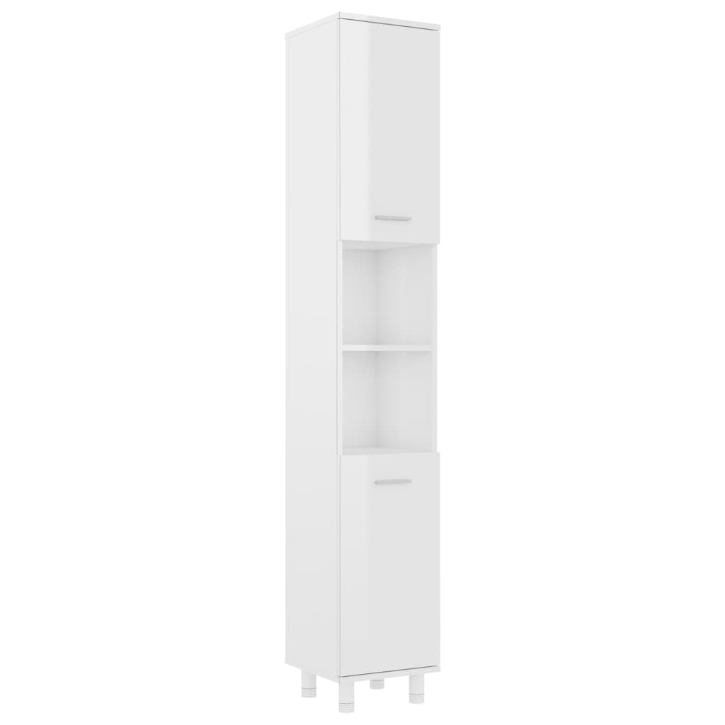 802630 vidaXL Bathroom Cabinet High Gloss White 30x30x179 cm Chipboard