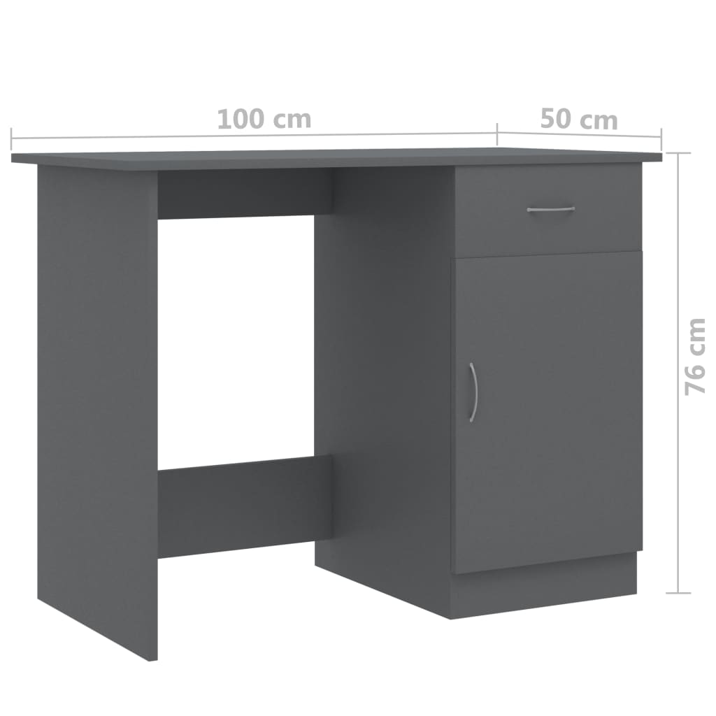 vidaXL Письмовий стіл Сірий 100x50x76 см ДСП