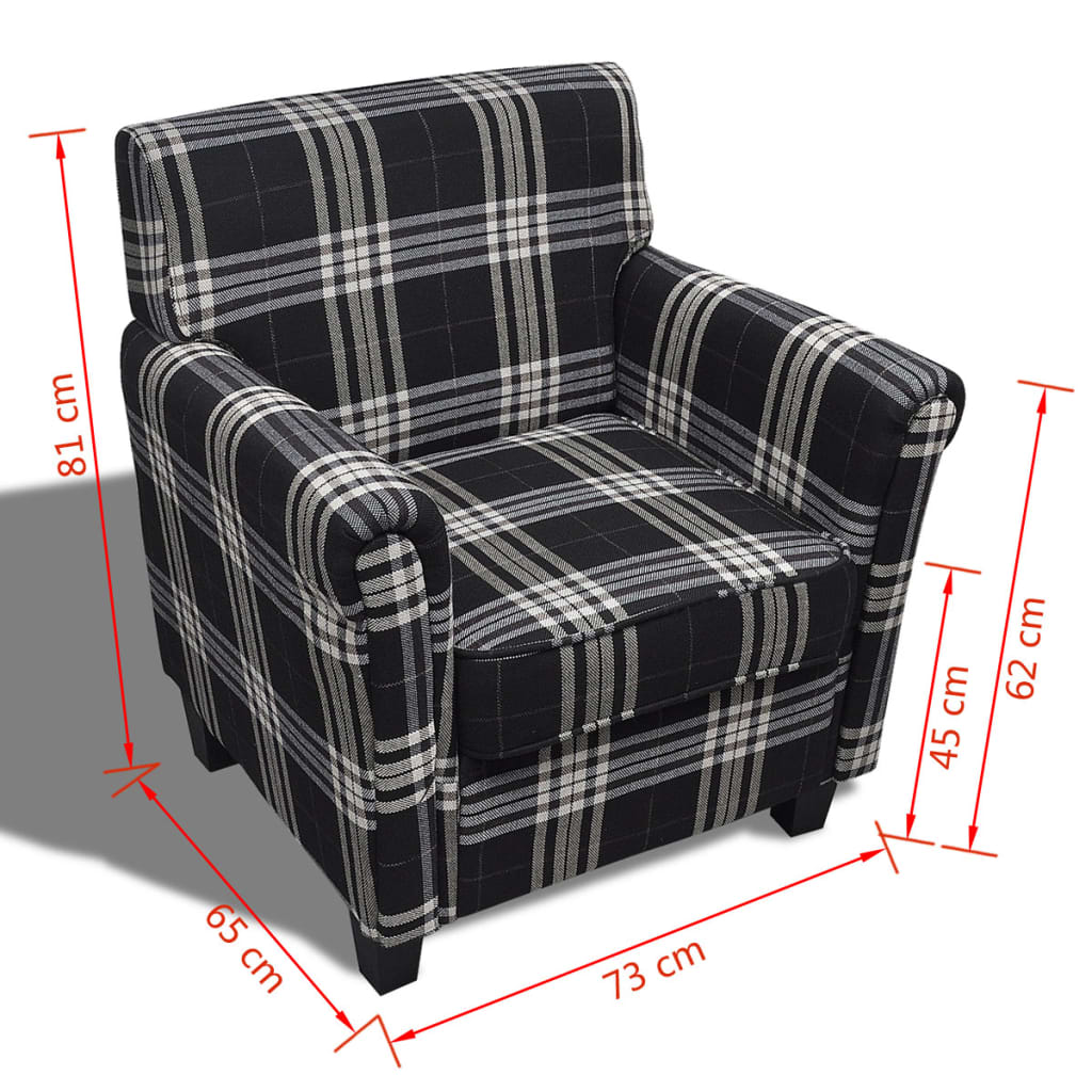 vidaXL Крісло-диван з подушкою Чорний Тканина