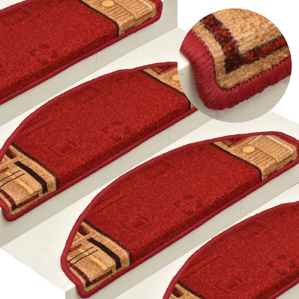 vidaXL Самоклеючі сходові килимки 15 шт Червоний 65x21x4 см