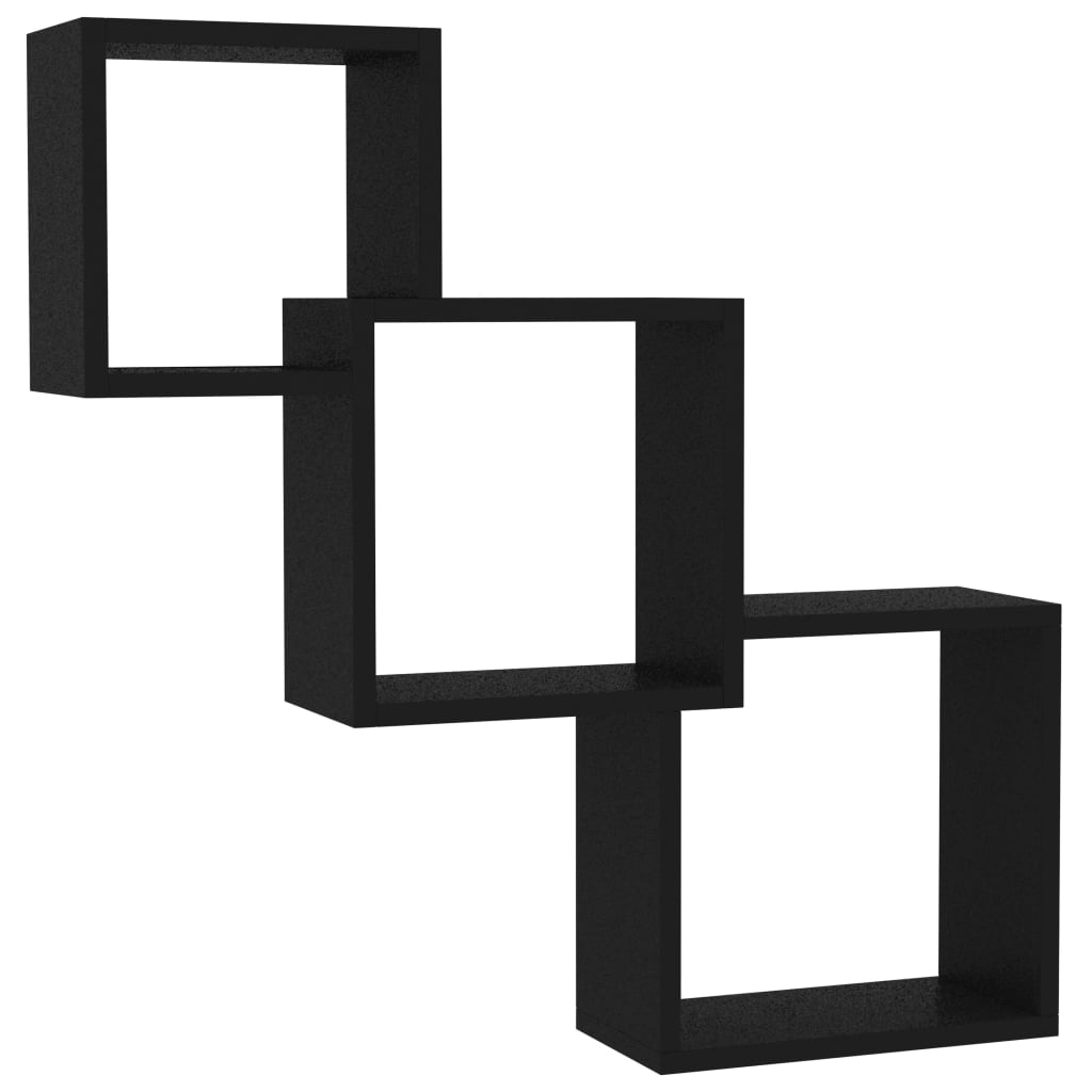 800271 vidaXL Cube Wall Shelves Black 84,5x15x27 cm Chipboard