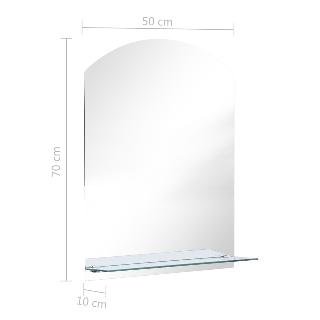vidaXL Настінне дзеркало з поличкою 50x70 см Загартоване скло