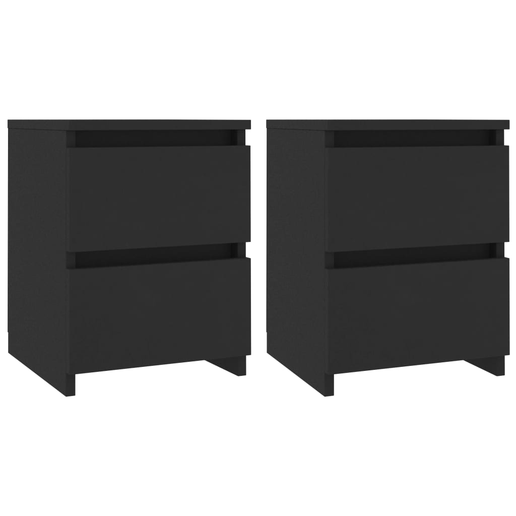 800516 vidaXL Bedside Cabinets 2 pcs Black 30x30x40 cm Chipboard