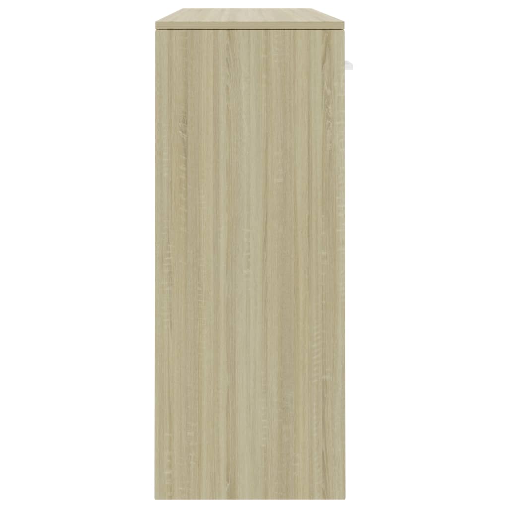 800707 vidaXL Sideboard White and Sonoma Oak 110x30x75 cm Chipboard