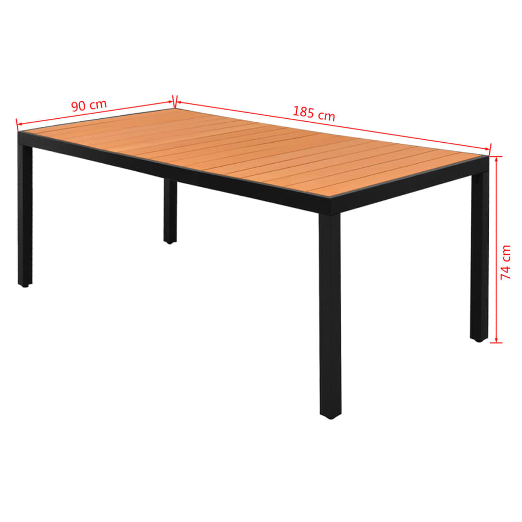 vidaXL Cадовий стіл Коричневий 185x90x74 см Алюміній і ДПК