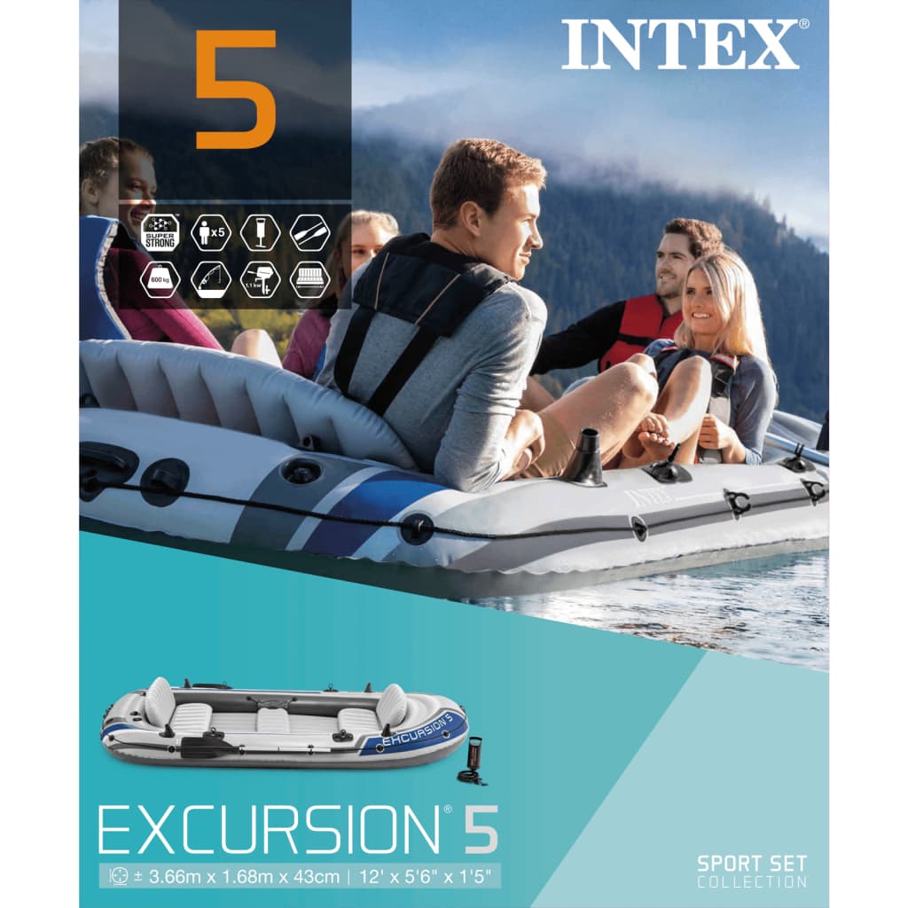 Intex Надувний човен "Excursion 5" з веслами і насосом 68325NP