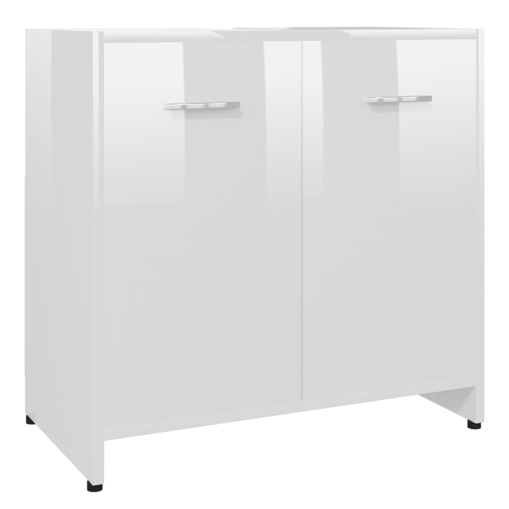 802576 vidaXL Bathroom Cabinet High Gloss White 60x33x61 cm Chipboard