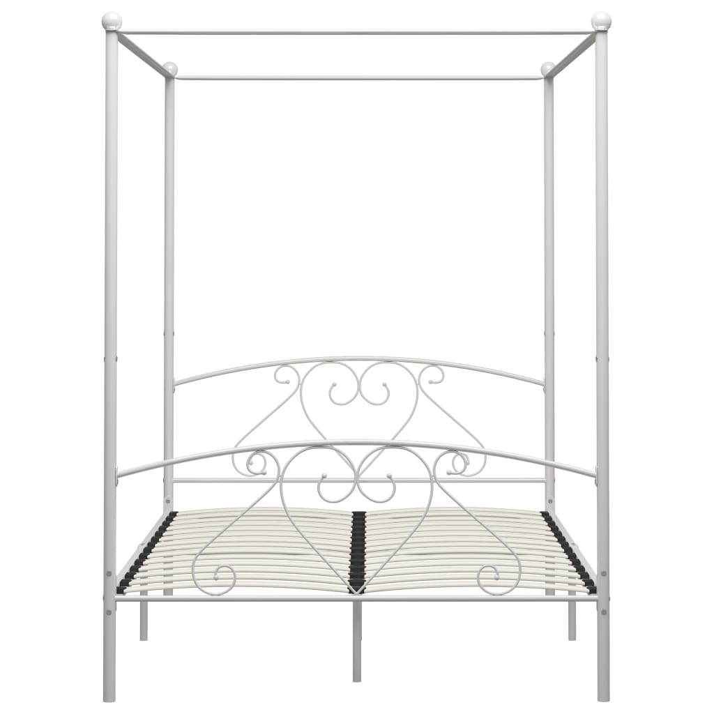 vidaXL Каркас ліжка з балдахіном Білий 160x200 см Метал