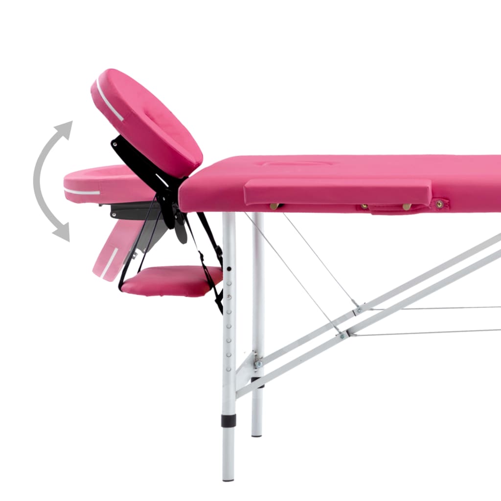 vidaXL Розкладний масажний стіл 4-х зонний Рожевий Алюміній