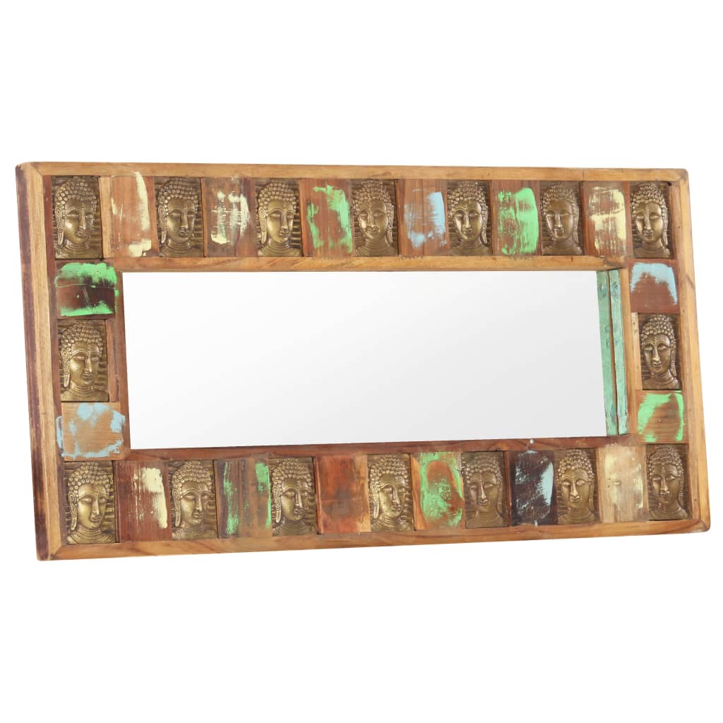 vidaXL Дзеркало з образами Будди 110x50 см Масив відновленої деревини