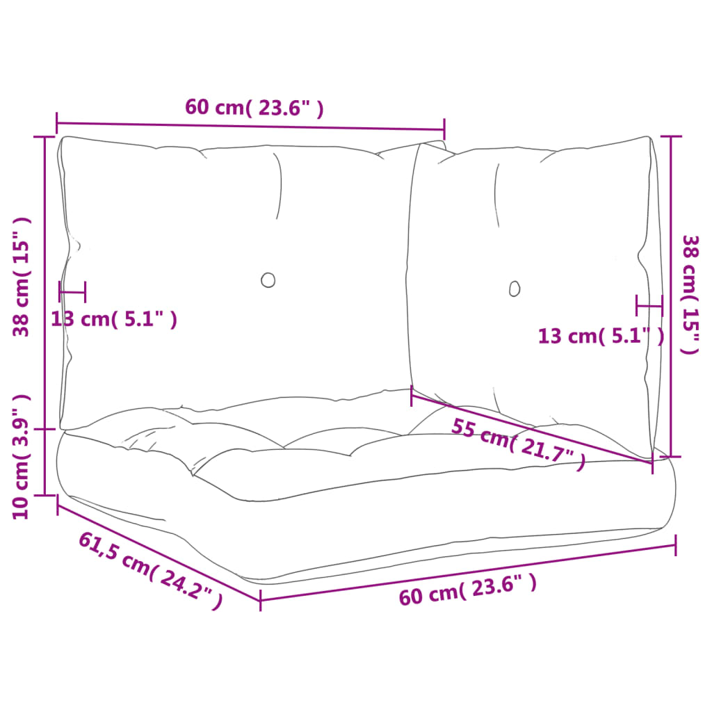 vidaXL Подушки для дивана з піддонів 3 шт Картатий сірий Тканина