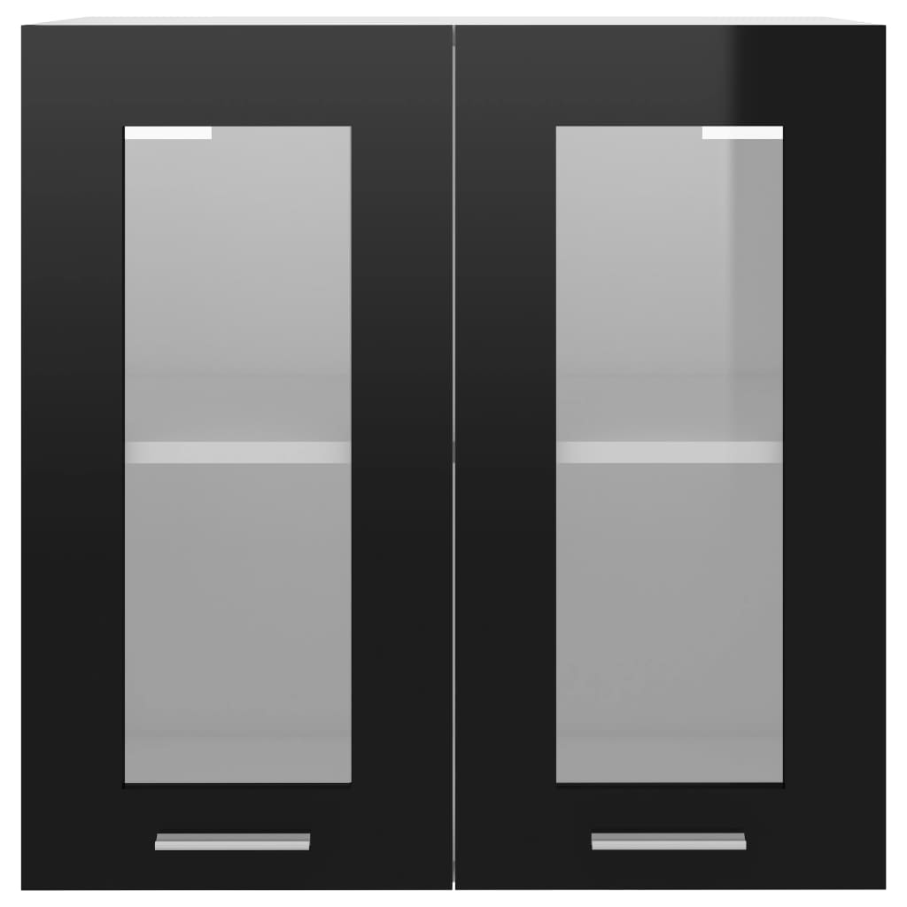 802522 vidaXL Hanging Glass Cabinet Black 60x31x60 cm Chipboard