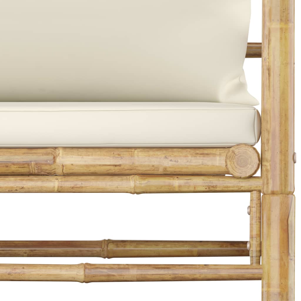 vidaXL Садовий диван з кремово-білими подушками Бамбук