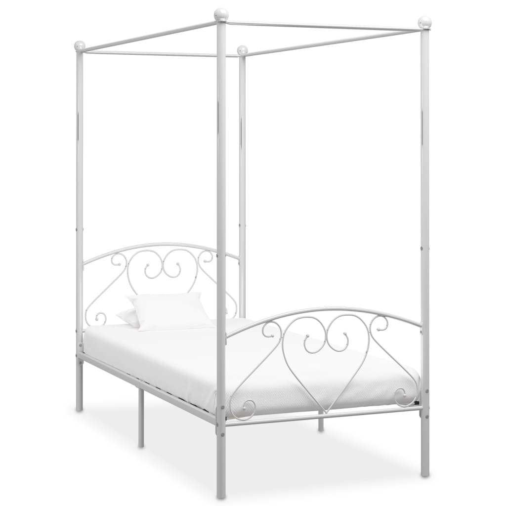 vidaXL Каркас ліжка з балдахіном Білий 120x200 см Метал