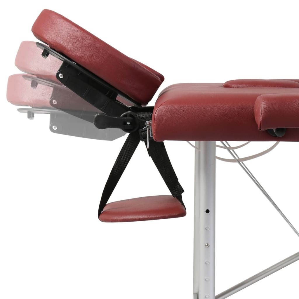 vidaXL Розкладний масажний стіл 3-х зонний Червоний Алюмінієвий каркас