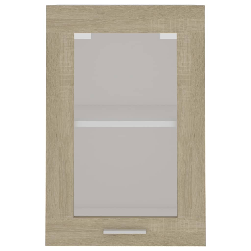 802508 vidaXL Hanging Glass Cabinet Sonoma Oak 40x31x60 cm Chipboard