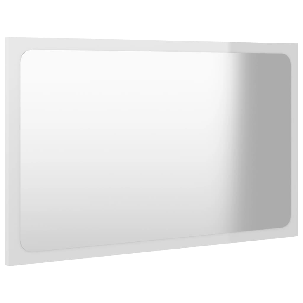 804611 vidaXL Bathroom Mirror High Gloss White 60x1,5x37 cm Chipboard