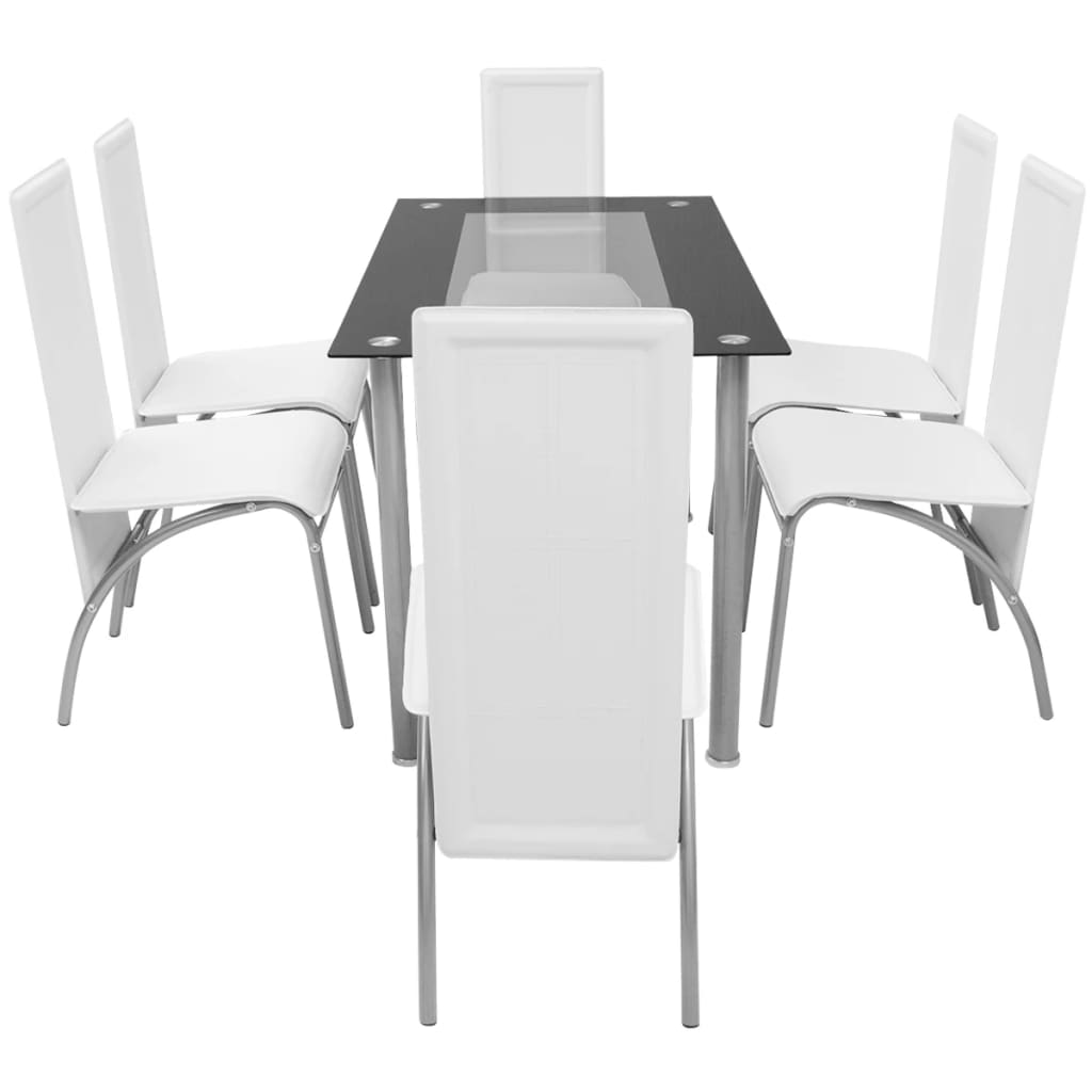 vidaXL Комплект Обідніх Меблів із Семи Одиниць Білий