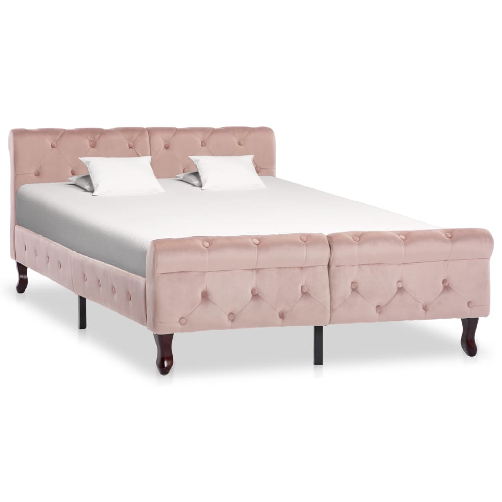 vidaXL Каркас ліжка Рожевий 120x200 см Оксамит