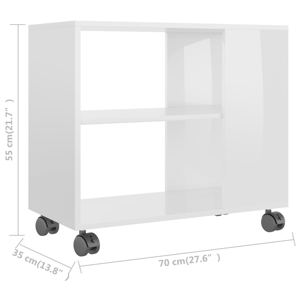 vidaXL Приставний столик Глянцевий білий 70x35x55 см Деревні пластики