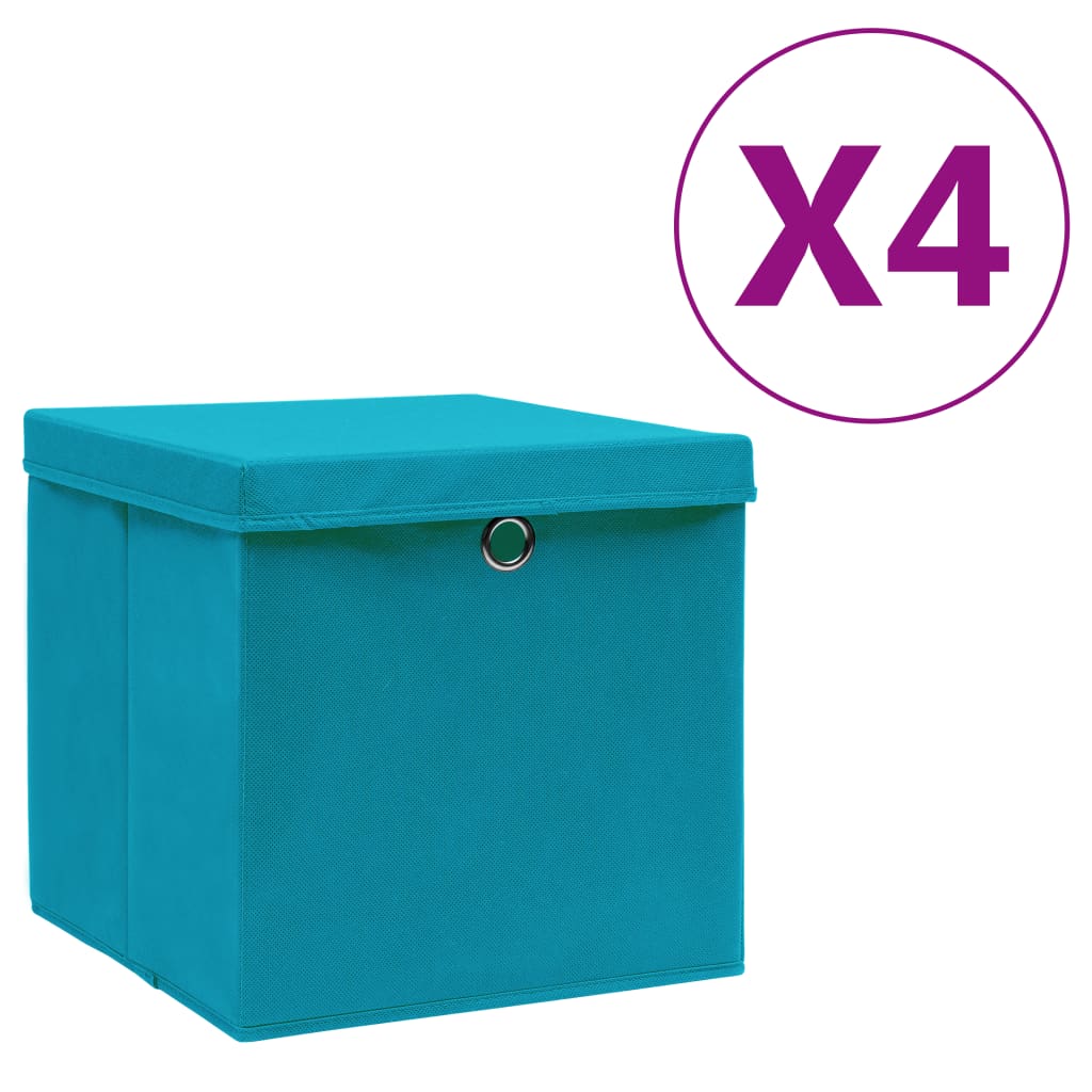 vidaXL Коробки для Зберігання з Кришками 4 шт Світло-Блакитний 28x28x28 см