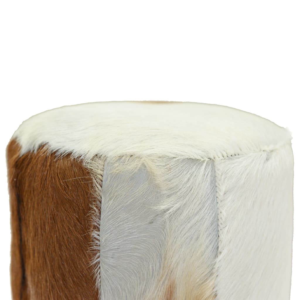 vidaXL Барний стілець Натуральна шкіра/Масив тикового дерева