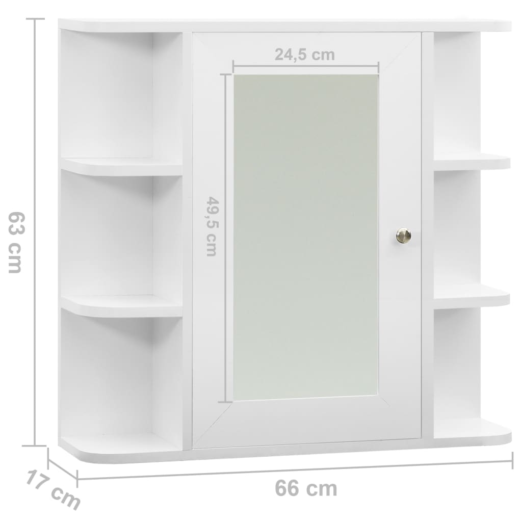 vidaXL Дзеркальна шафа для ванної кімнати Білий 66x17x63 см МДФ