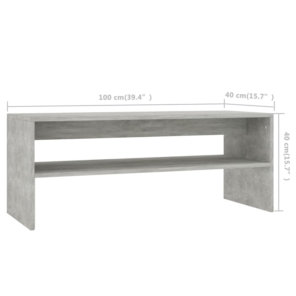 vidaXL Журнальний столик Сірий бетон 100x40x40 см ДСП