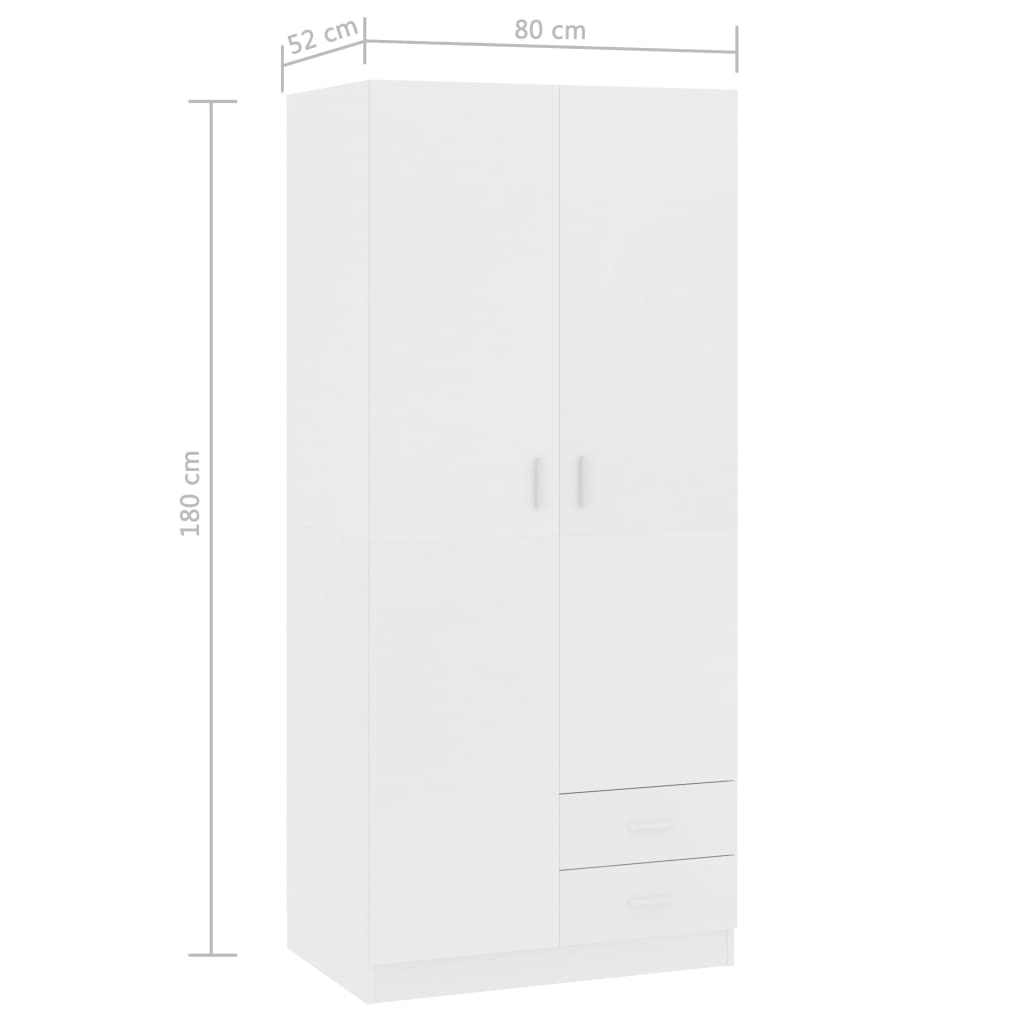 800639 vidaXL Wardrobe White 80x52x180 cm Chipboard