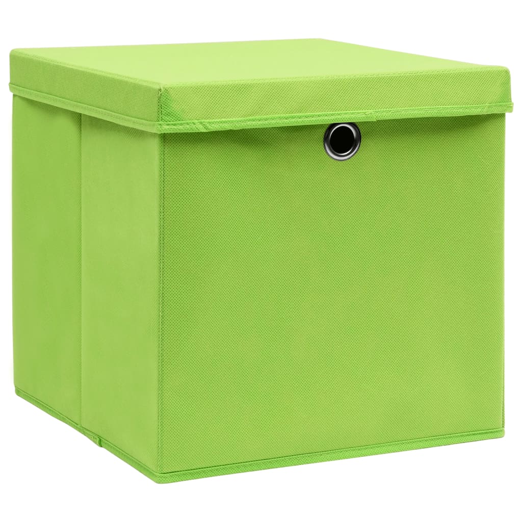vidaXL Коробки для Зберігання з Кришками 4 шт Зелений 28x28x28 см