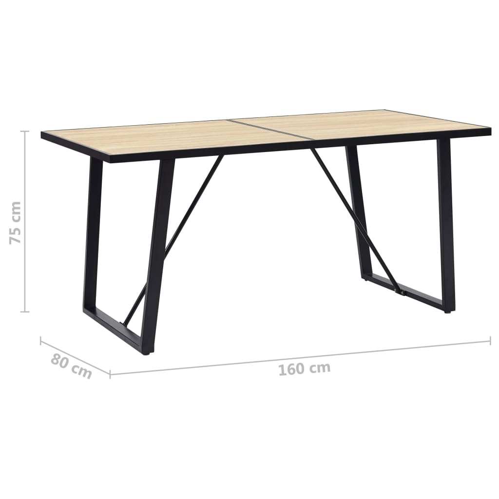vidaXL Обідній стіл Колір дуба 160x80x75 см МДФ