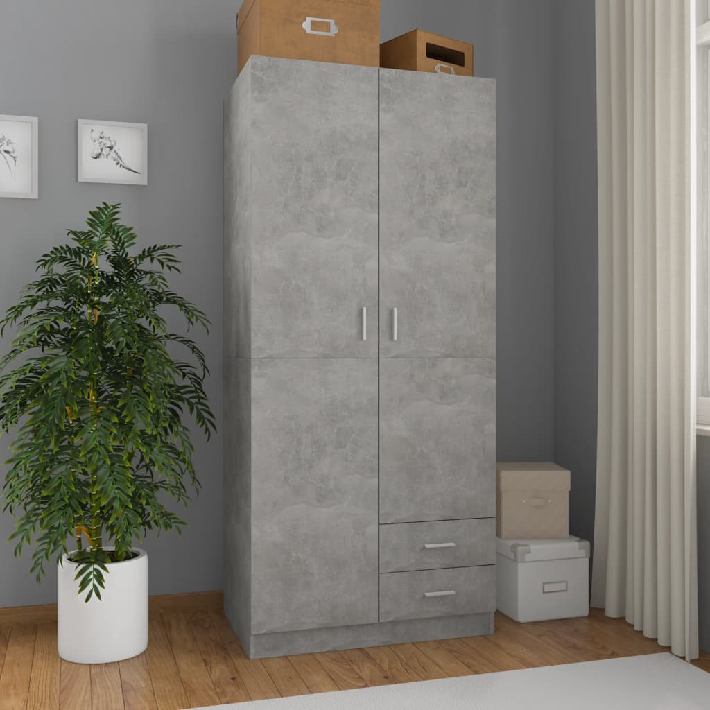 800643 vidaXL Wardrobe Concrete Grey 80x52x180 cm Chipboard