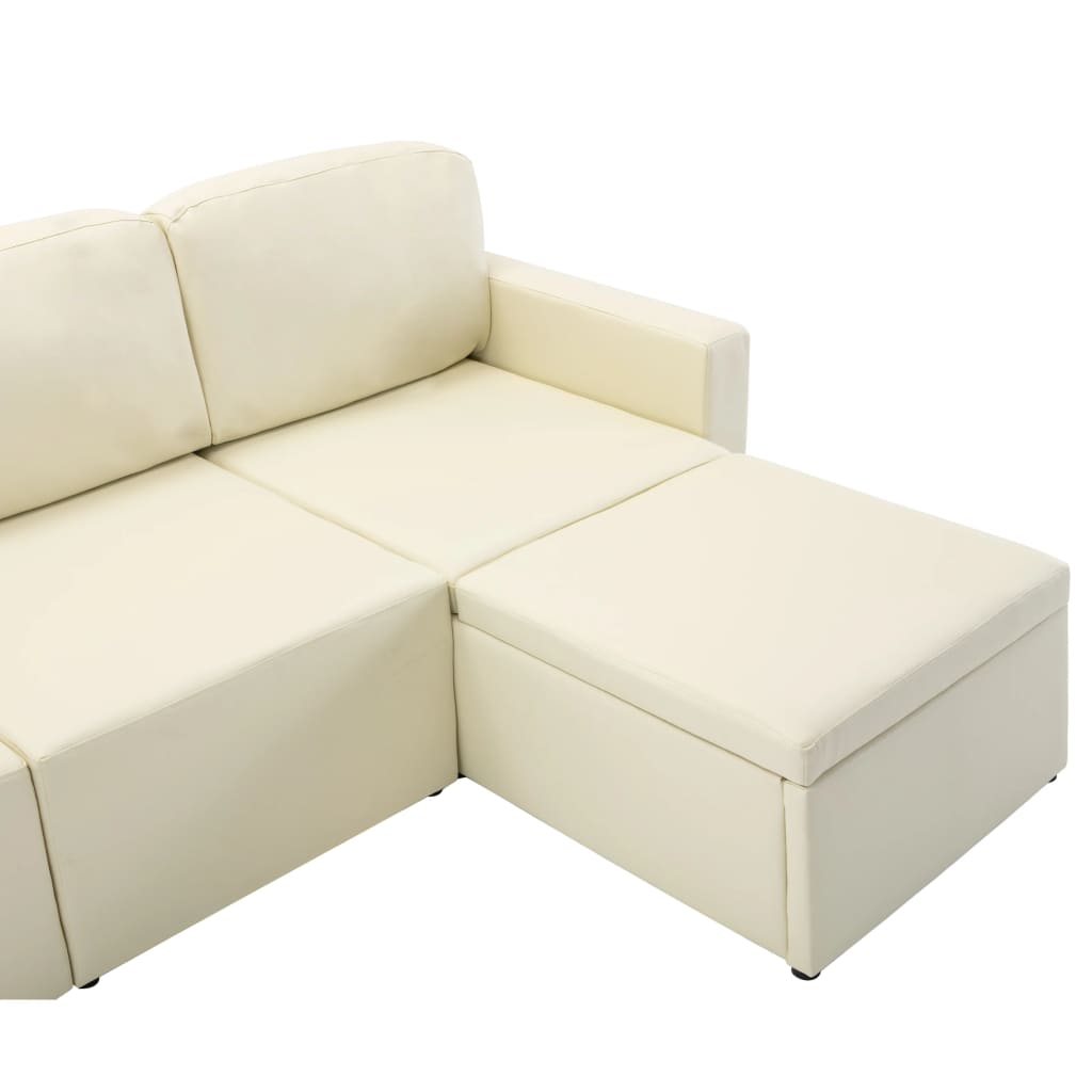 vidaXL 3-Місний модульний диван-ліжко Кремовий Штучна шкіра