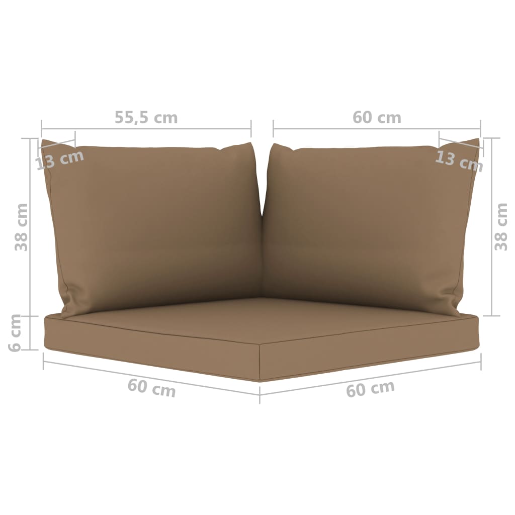 vidaXL Подушки для дивана з піддонів 3 шт Сіро-коричневий Тканина
