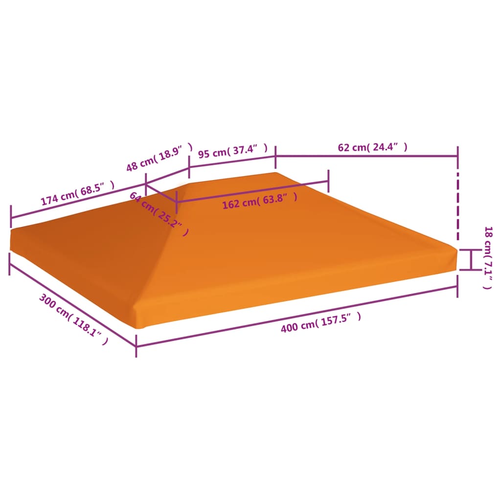 vidaXL Покриття для Альтанки 310 г/м² Помаранчевий 4x3 м
