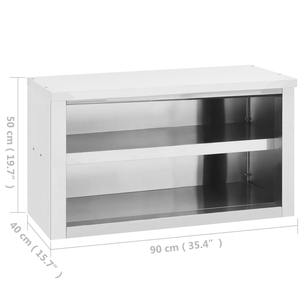vidaXL Настінна кухонна шафа 90x40x50 см Нержавіюча сталь