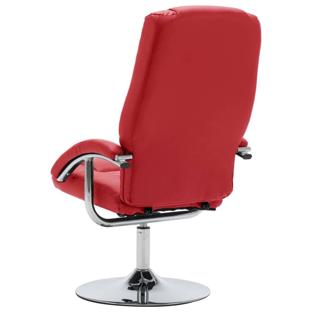 vidaXL Відкидне крісло з табуретом Червоний Штучна шкіра