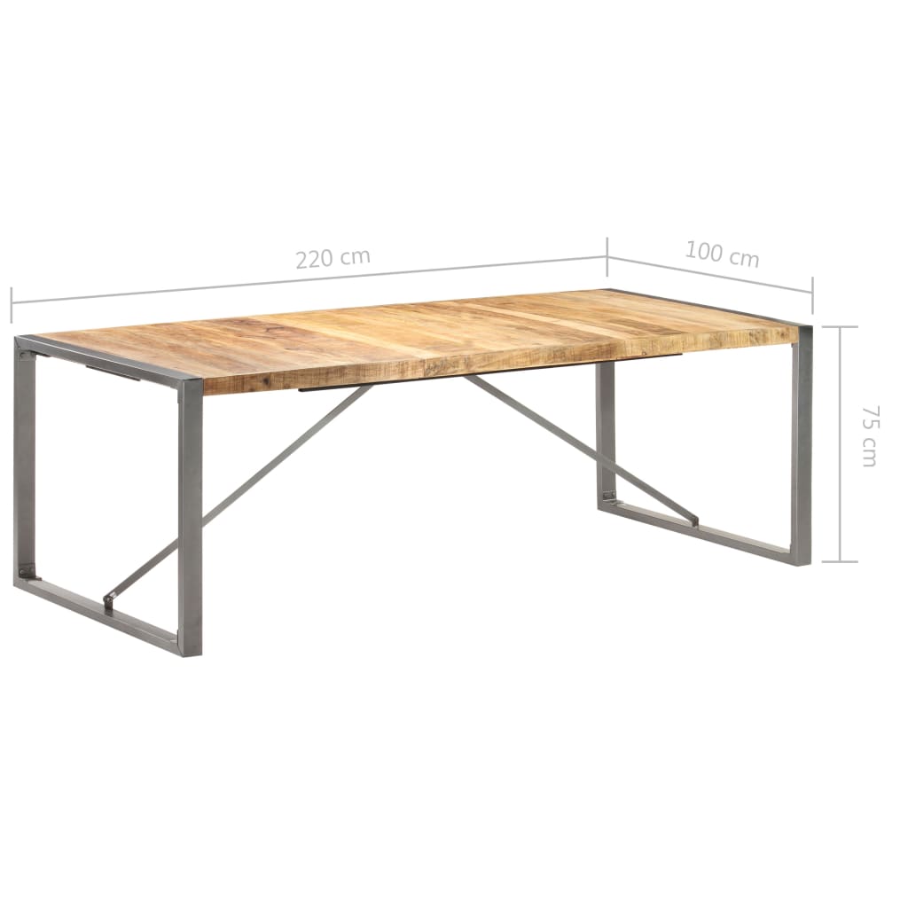 vidaXL Обідній стіл 220x100x75 см Необроблений масив дерева манго
