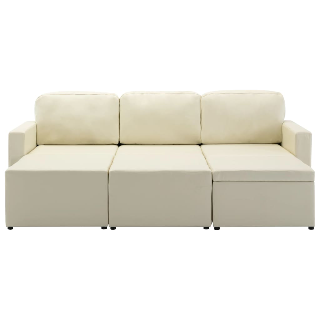 vidaXL 3-Місний модульний диван-ліжко Кремовий Штучна шкіра