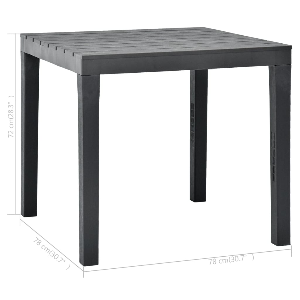 vidaXL Садовий стіл Антрацит 78x78x72 см Пластик