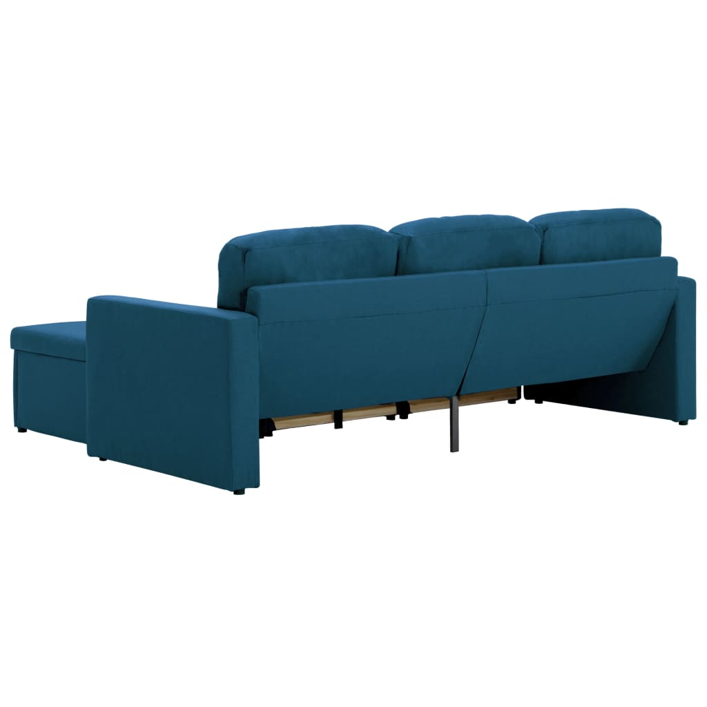 vidaXL 3-місний модульний диван-ліжко Синій Тканина
