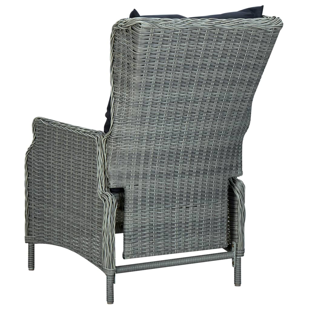 vidaXL Відкидне садове крісло з подушками Світло-сірий Поліротанг